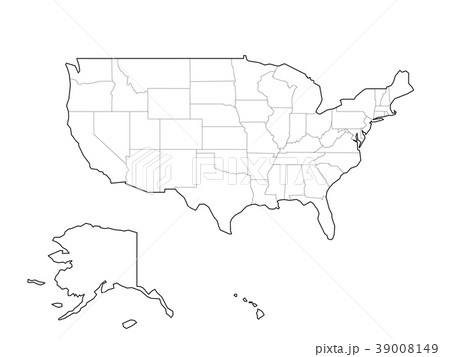 アメリカ 地図 白地図 ベクターのイラスト素材