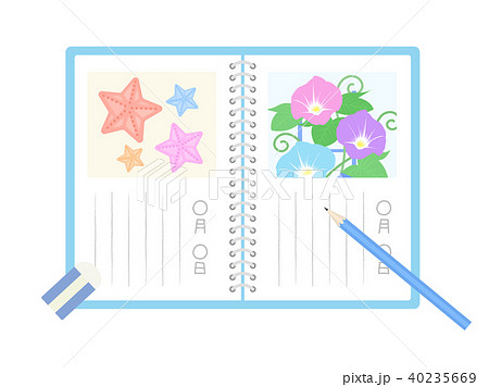 絵日記 日記 夏休み 夏のイラスト素材