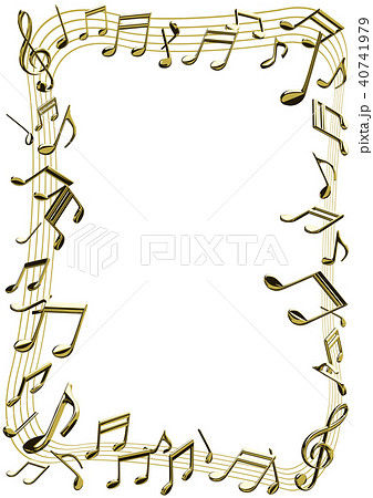 音符 ミュージック フレーム イラスト 飾り枠の写真素材