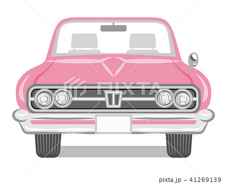オープンカー クラシックカー 車 ピンクのイラスト素材