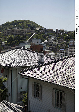 洋館 屋根 煙突 東山手洋館群の写真素材