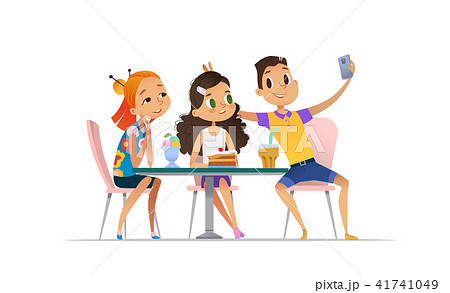 女性 ポートレート 持つ アイスのイラスト素材