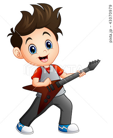 少年 男の子 エレキギター ギターのイラスト素材