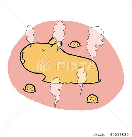 温泉に入るカピバラのイラスト素材 4401