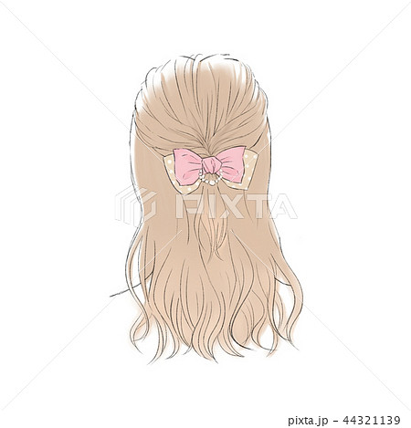 ヘアスタイル 女性 ハーフアップ 髪型のイラスト素材 Pixta