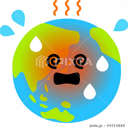 地球 温暖化 キャラクター 暑いのイラスト素材