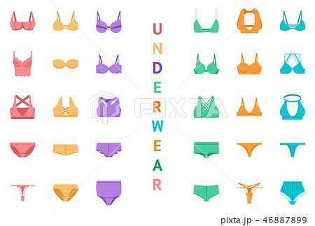 Collection of women underwear types panties, bikini, string