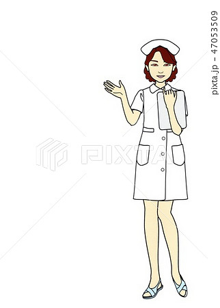 ファイルを持ち右手を上げる看護師 ａ カラー のイラスト素材