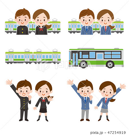 電車通学のイラスト素材
