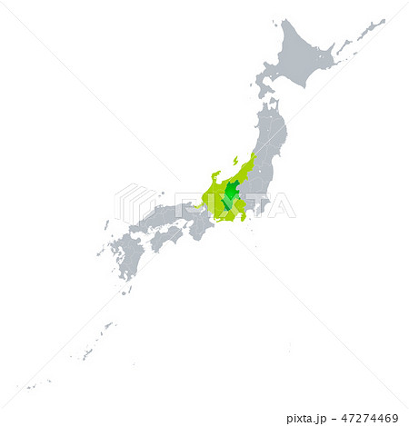 長野 長野県 地図 日本地図のイラスト素材