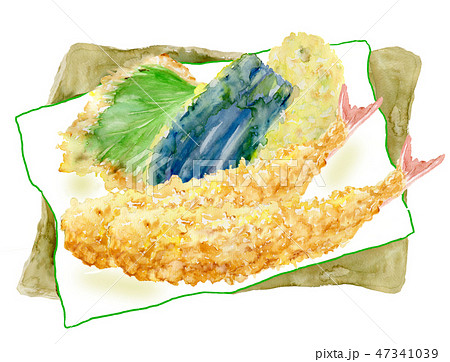 天ぷら 揚げ物 海老天のイラスト素材