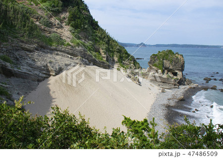 田牛サンドスキー場 砂山 海 海岸の写真素材