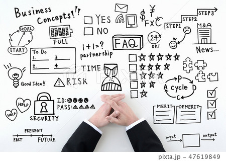 アイデア 電球 ホワイトボード イラストの写真素材