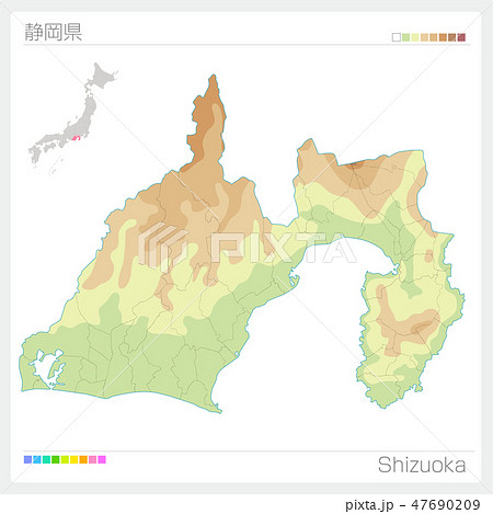 静岡県の地図のイラスト素材