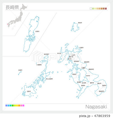 長崎県地図の写真素材