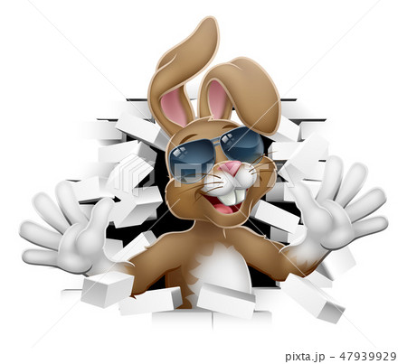 Cool Easter Bunny Rabbit In Shades Breaking Wallのイラスト素材