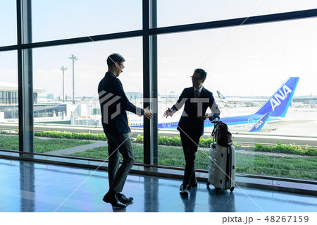 見送り 空 空港の写真素材