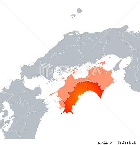 四国 四国地方地図 地図 県境のイラスト素材