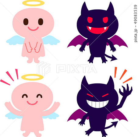 天使 悪魔 かわいい 羽根のイラスト素材