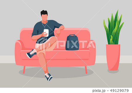 男 男性 ソファ 座るのイラスト素材