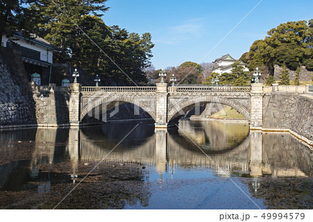 皇居 二重橋 橋 江戸城の写真素材