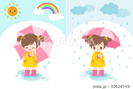 梅雨 かわいい イラスト 雲 長靴のイラスト素材