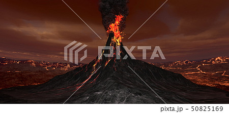 火山噴火のイラスト素材