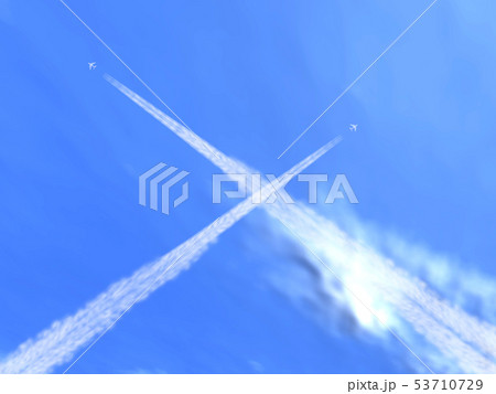 3dcg空と飛行機雲のある風景186のイラスト素材