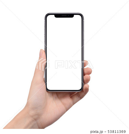Iphone スマートフォン 手 はめ込みの写真素材