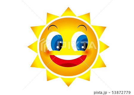 太陽 キャラクター かわいい 笑顔の写真素材