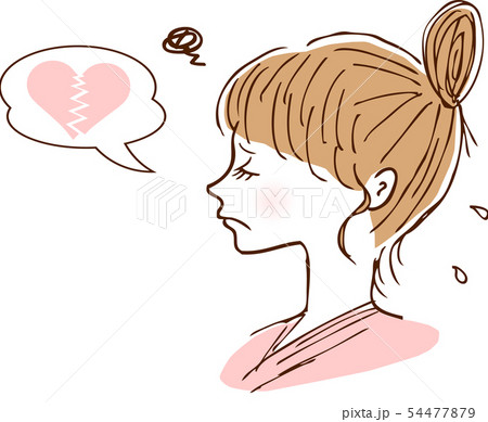 失恋 女性 横顔のイラスト素材