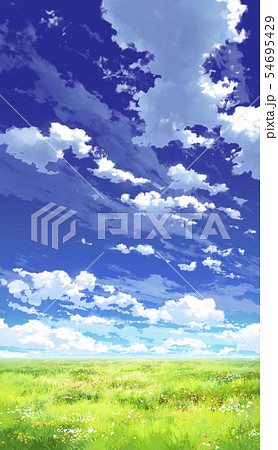 青空 雲 草原 夏のイラスト素材 - PIXTA