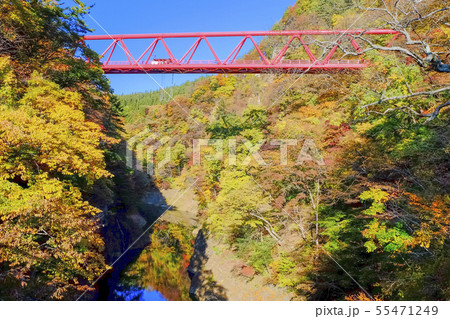 渓谷 群馬 晴れ 駒形峡の写真素材