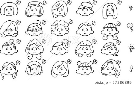 顔だけ 挿絵 顔 ドローイングの写真素材