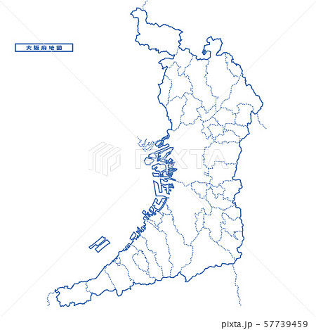 大阪 大阪府 地図 白地図のイラスト素材