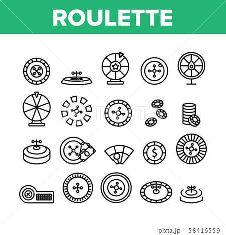 モノクロ 白黒 カジノ ルーレットのイラスト素材