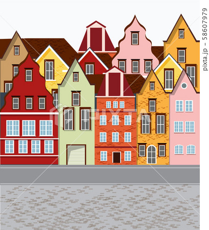 家の前の自転車 赤色の写真素材