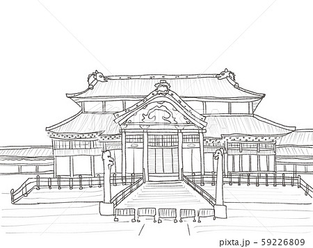 首里城 沖縄 世界遺産 城のイラスト素材