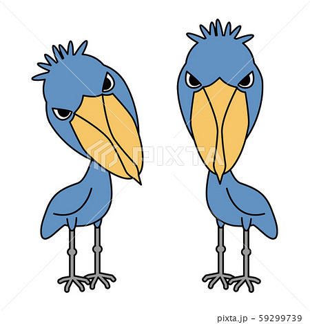 鳥 ハシビロコウ かわいいのイラスト素材