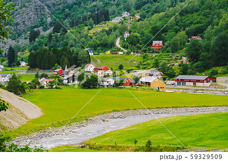 北ヨーロッパ 北欧 田園風景 ノルウェーのの写真素材