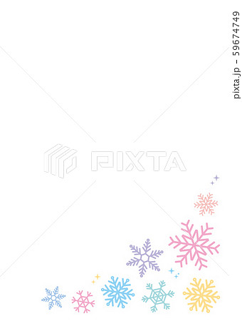 カラフル雪の結晶フレーム縦のイラスト素材
