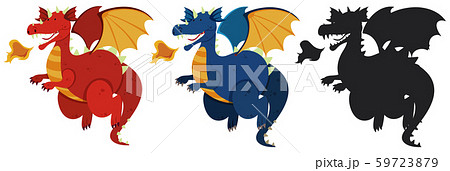 ドラゴン 龍 シルエットのイラスト素材 Pixta