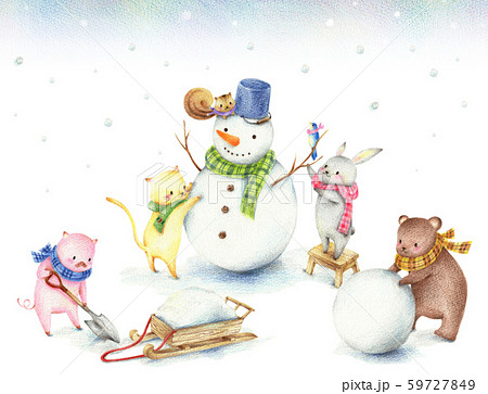 雪遊びのイラスト素材集 ピクスタ