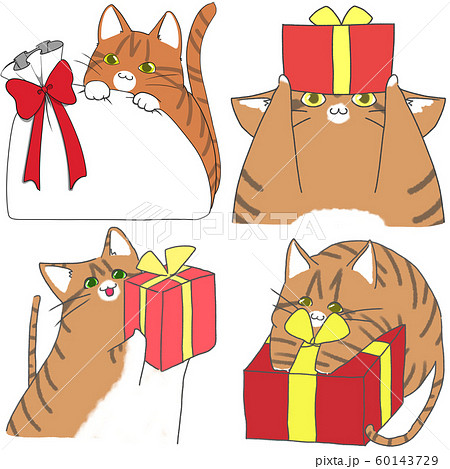 茶トラ猫のイラスト素材