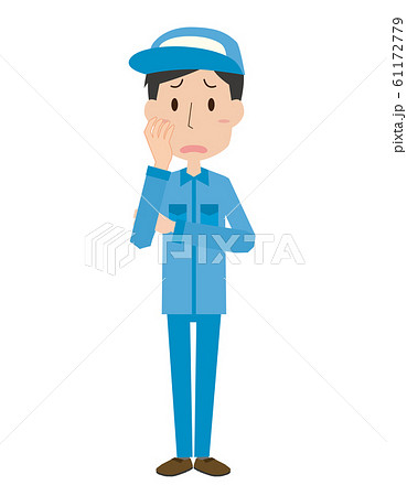 男性 作業員 困る 悩むのイラスト素材