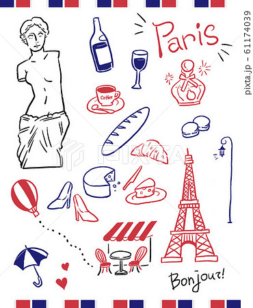 フランス イラスト パリ 旅行のイラスト素材
