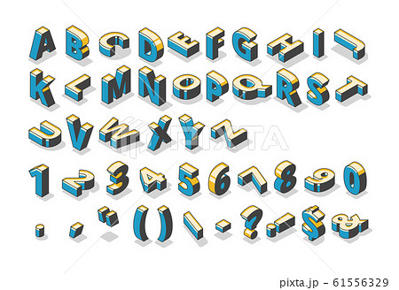 Isometric Alphabet Numbers And Punctuation Marksのイラスト素材