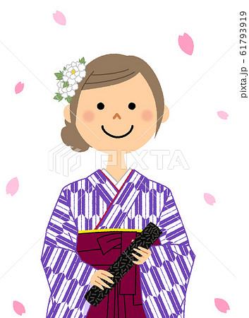 卒業式 卒業 袴 かわいいのイラスト素材