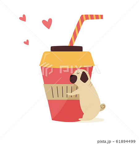 犬 コーヒー キャラクターのイラスト素材