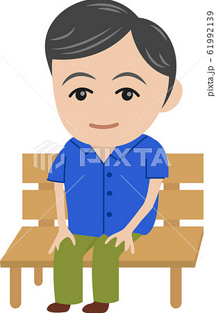 ベンチに座る人のイラスト素材